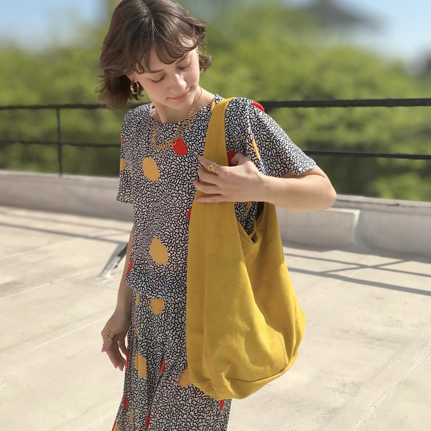 Suede Boho Zip-Top Shoulder Bag