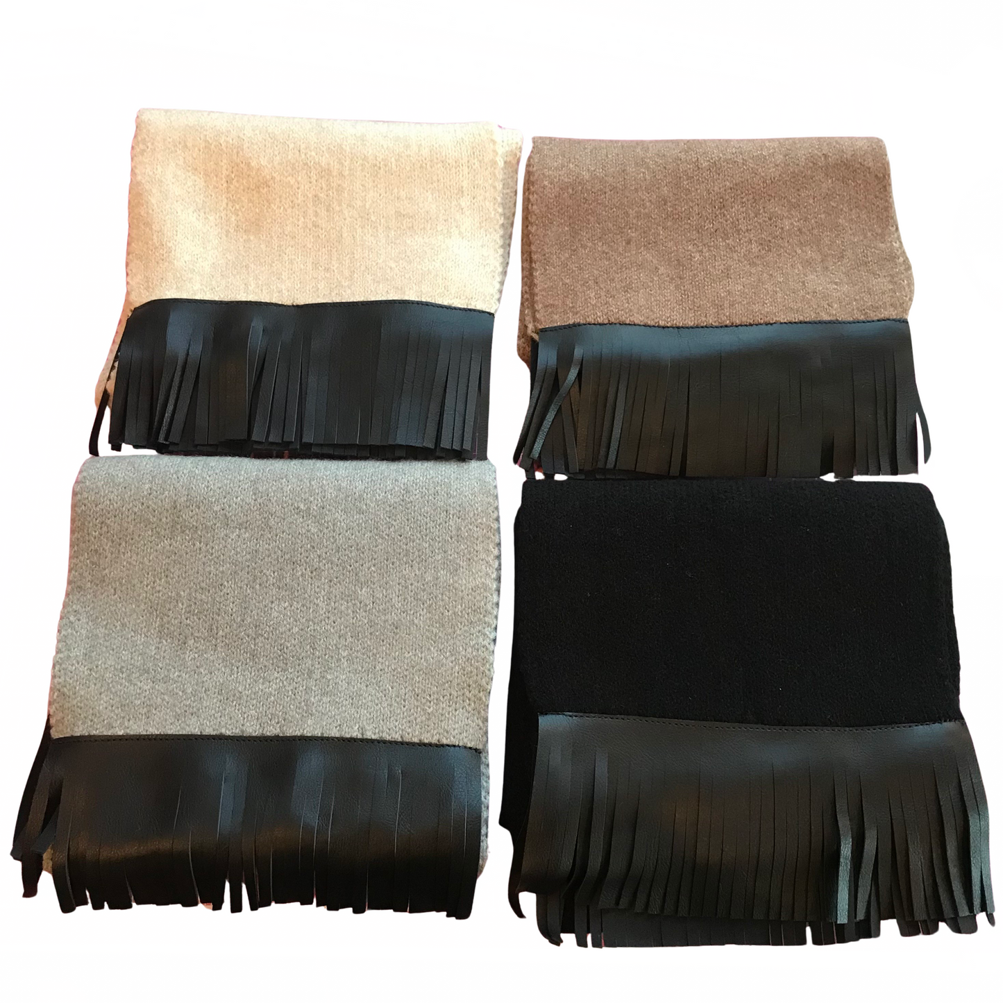 Wooly Leather Fringe Scarf