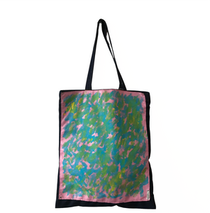 Hand-painted Leather & Denim Tote