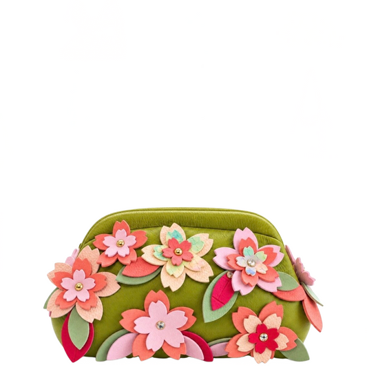 Leather Cherry Blossom Clutch