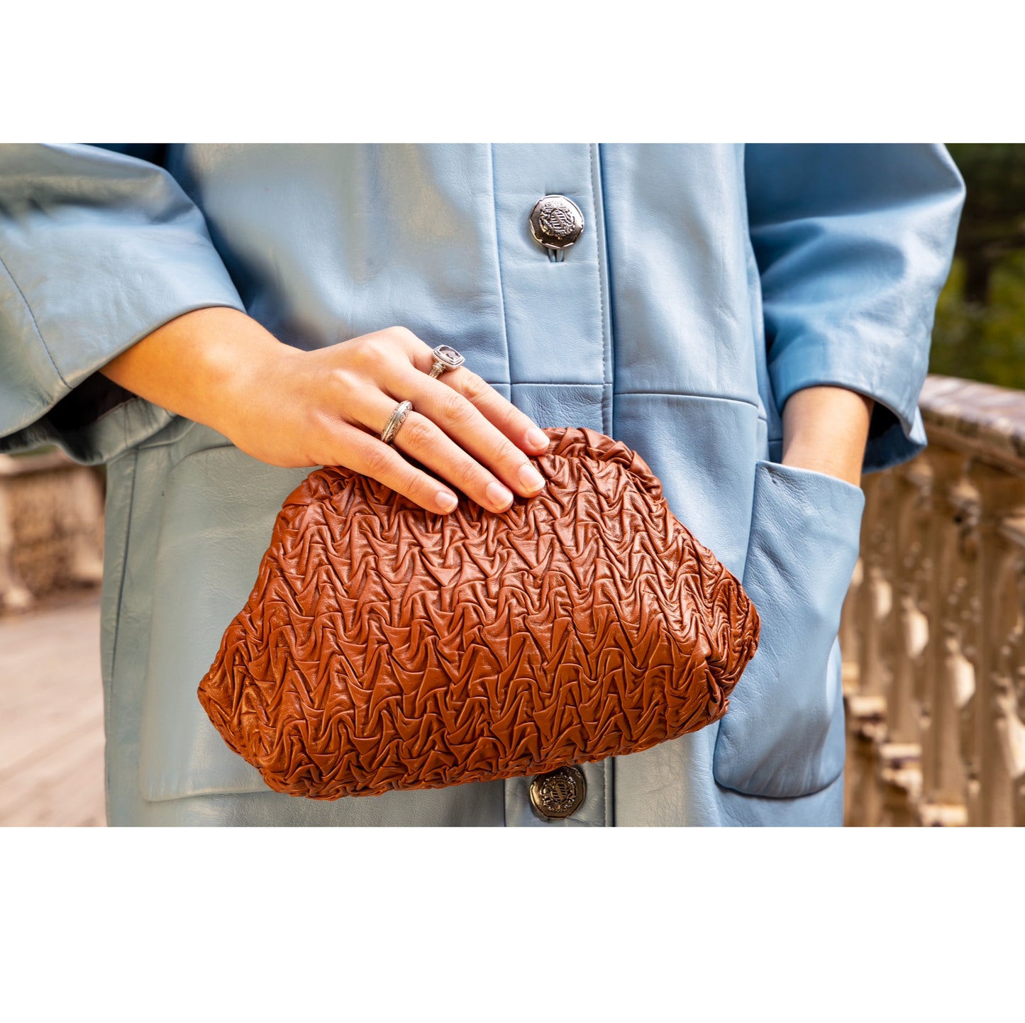 Cara Italian Leather Clutch