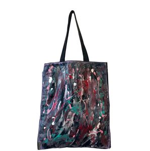 Hand-painted Leather & Denim Tote