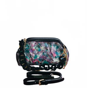 Painted Petite Pleated Leather Convertible Clutch