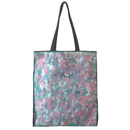 Hand-painted Leather & Denim Tote