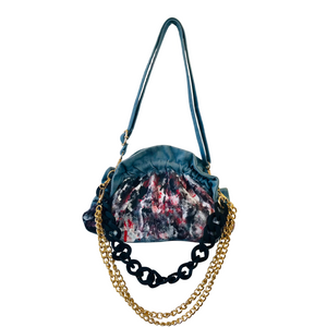 Hand-painted Denim Ruffle Crossbody Clutch