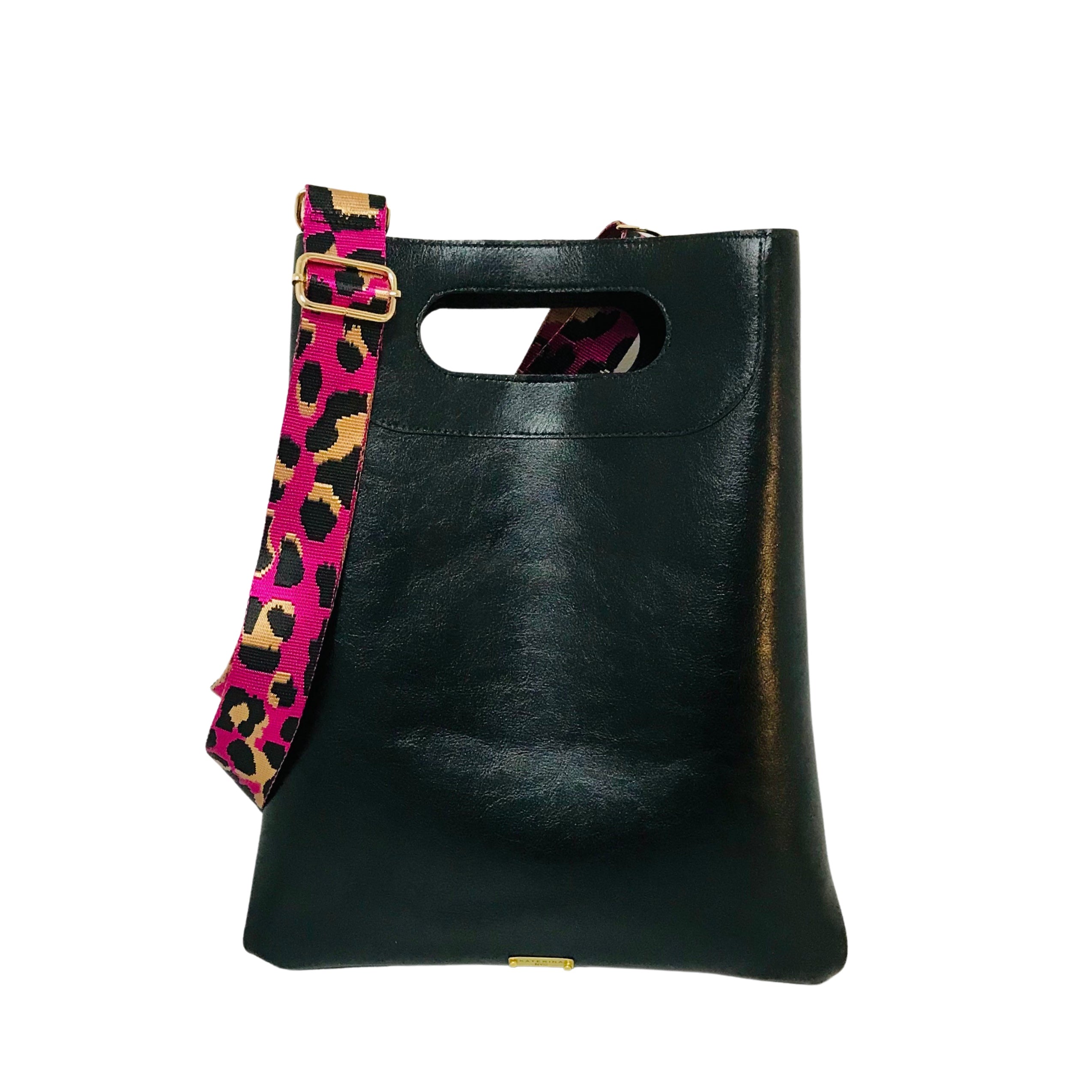 Black Leather Cut-Out Lilly Bag