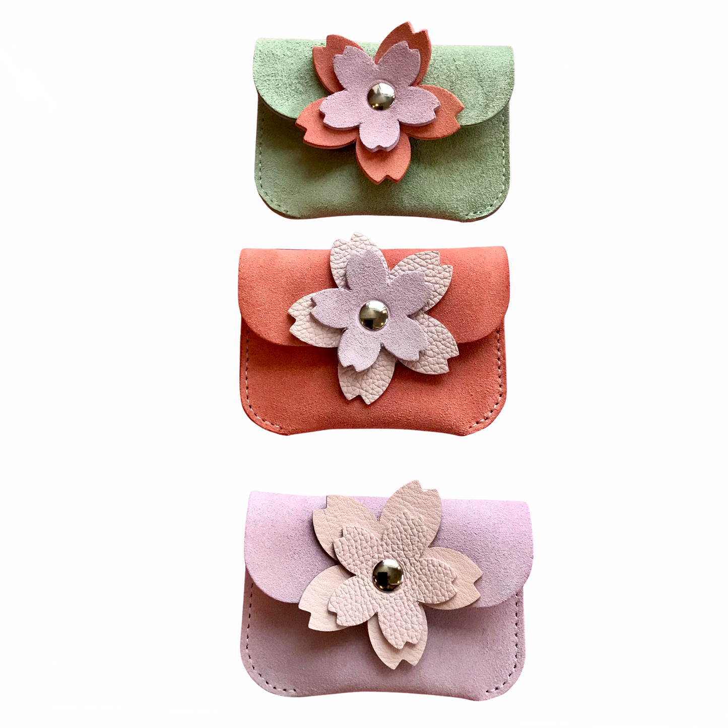 Floral Suede Card Pouch