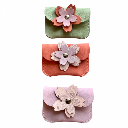 Floral Suede Card Pouch