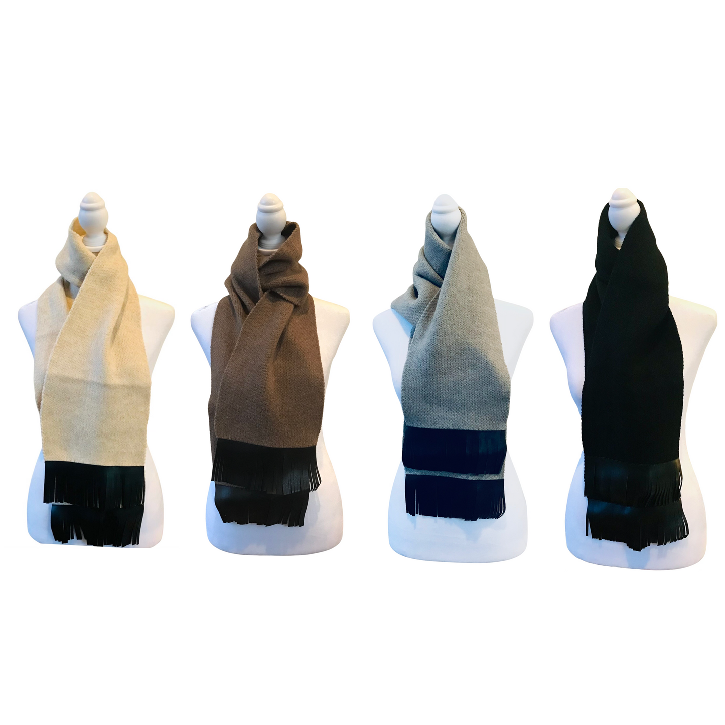 Wooly Leather Fringe Scarf