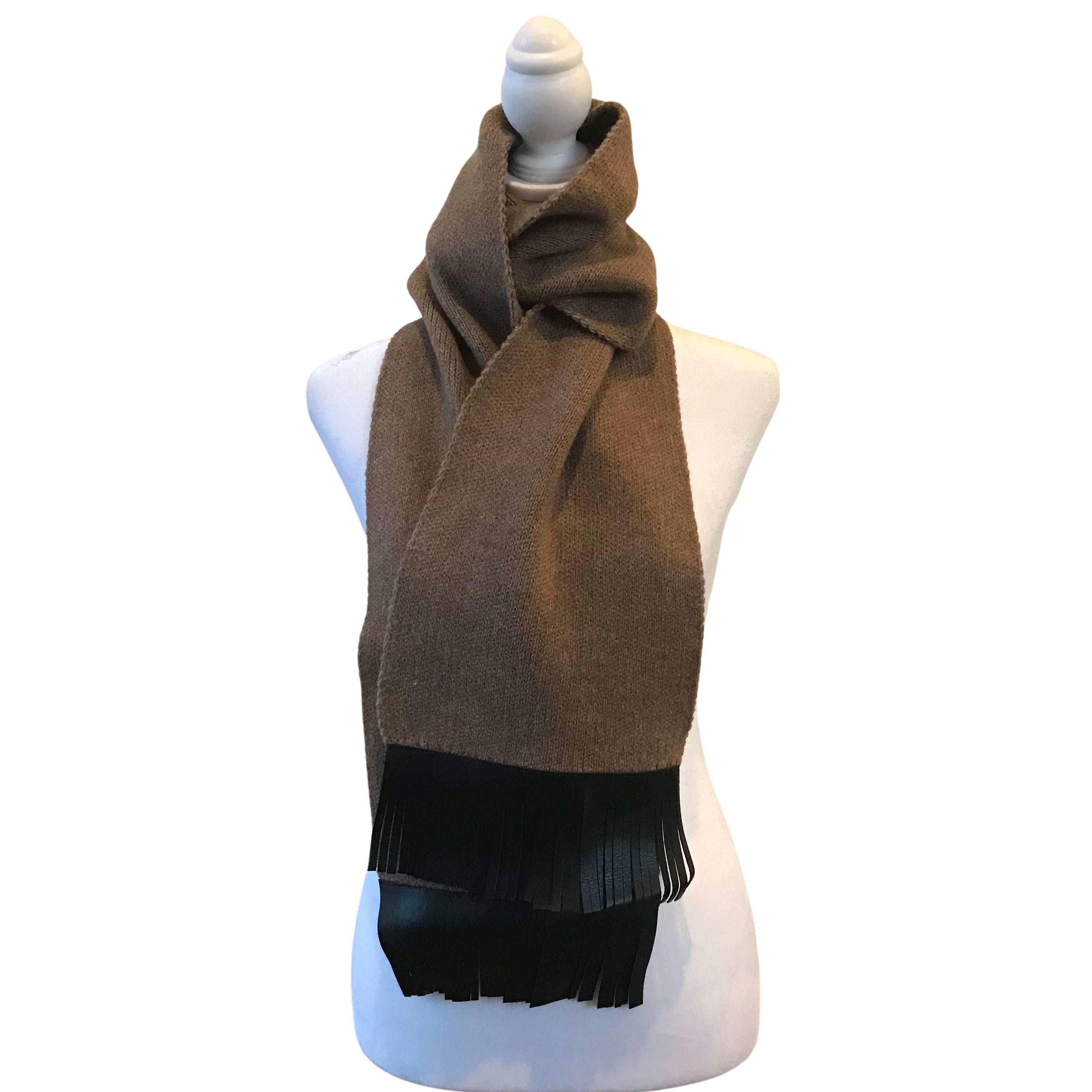 Wool and Leather Fringe Scarf