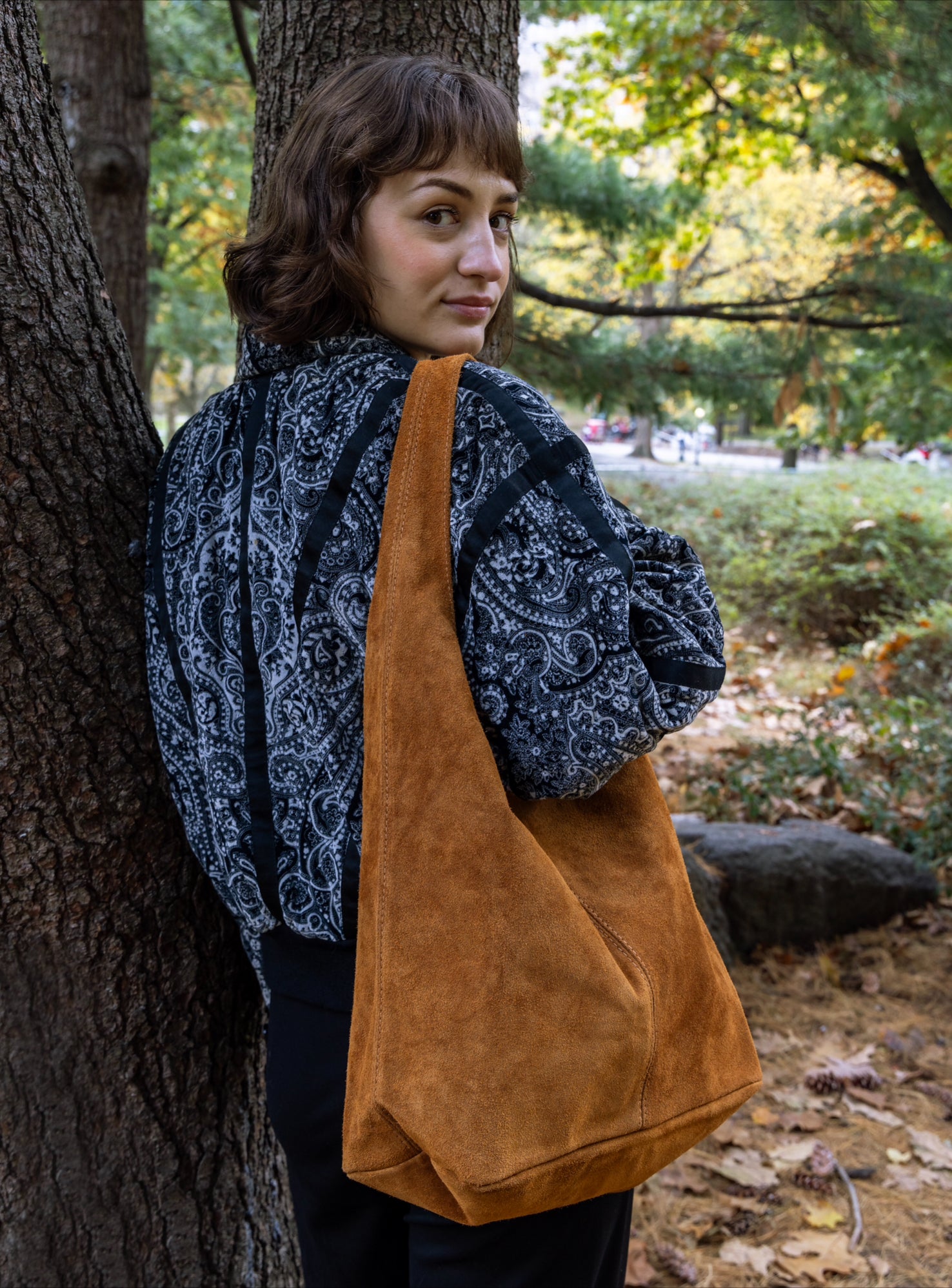 Suede Boho Zip-Top Shoulder Bag