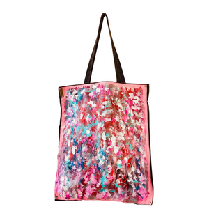 Hand-painted Leather & Denim Tote