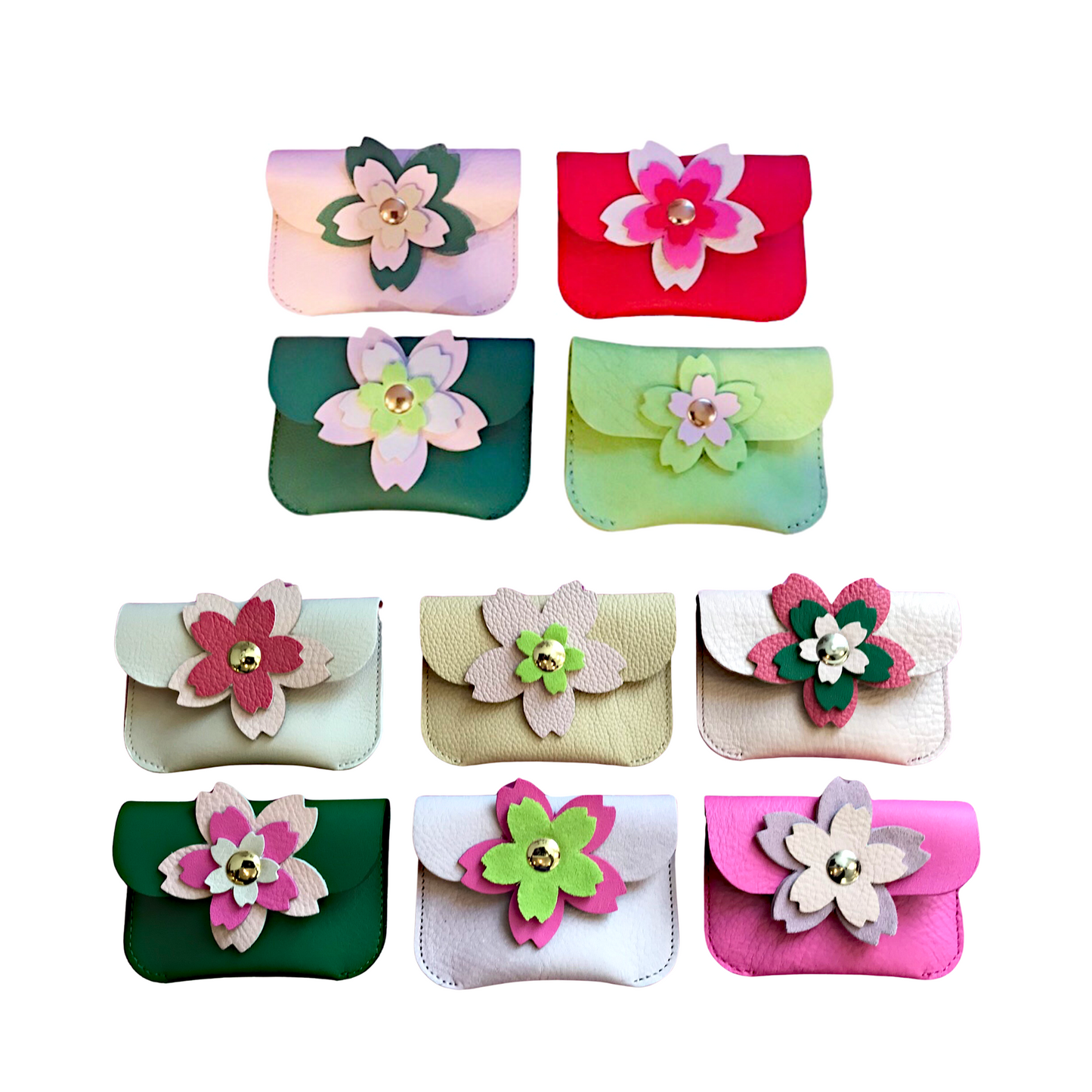 Floral Suede & Leather Card Pouch