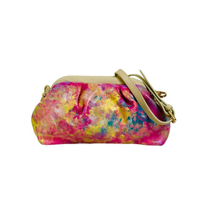 Painted Petite Pleated Leather Convertible Clutch