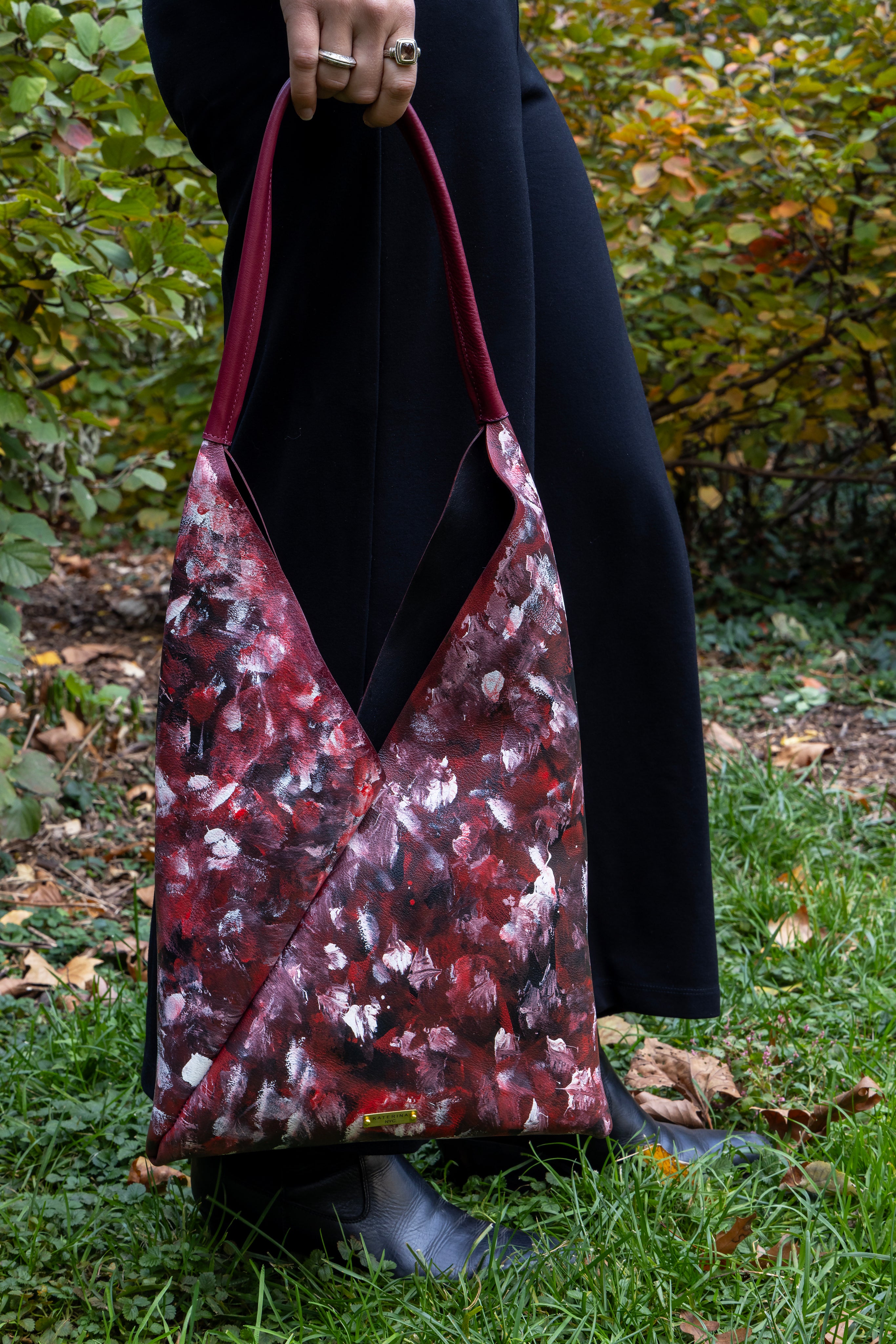 Hand-painted Bento Leather Shoulder Bag