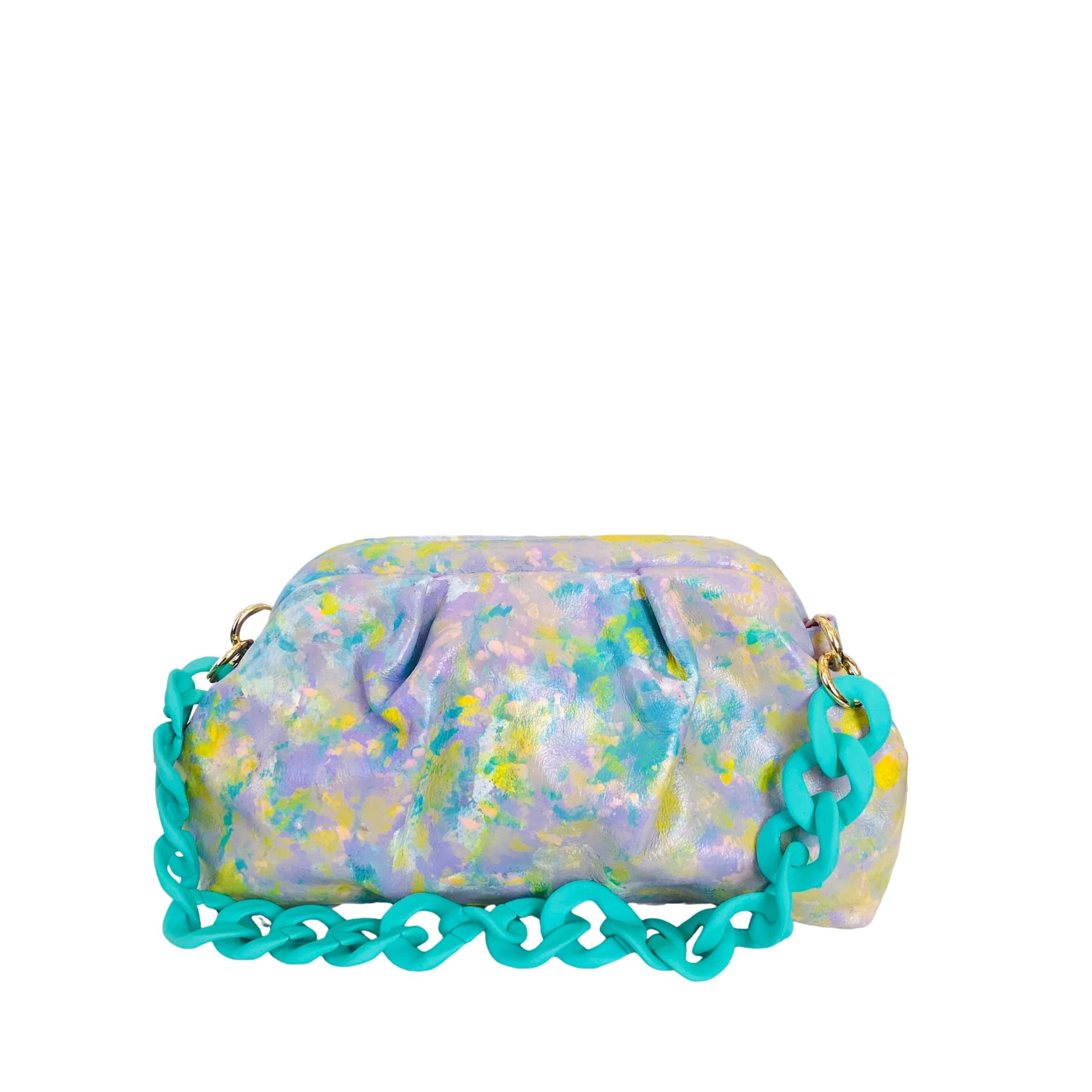 Painted Petite Pleated Leather Convertible Clutch