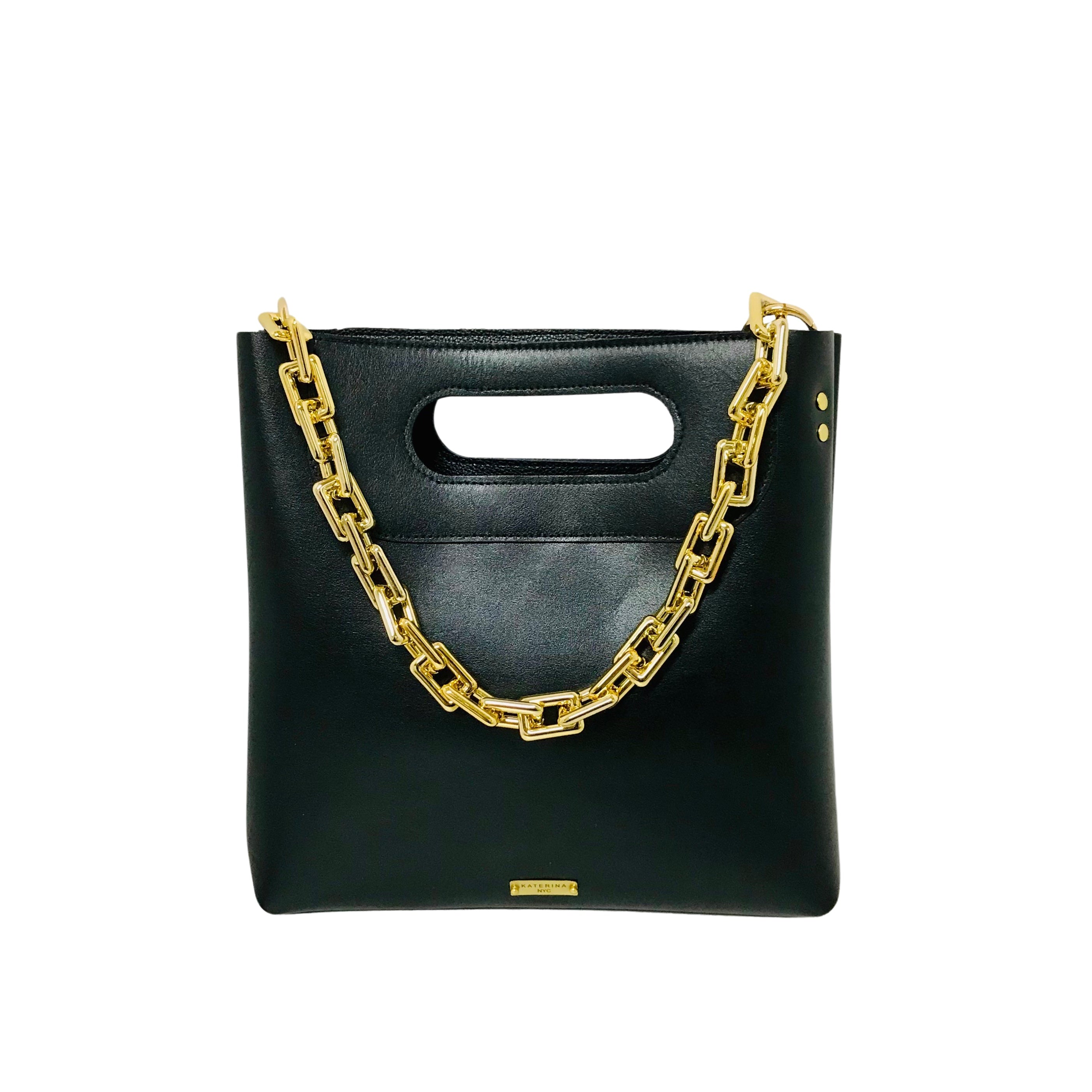 Black Leather Cut-Out Little Lilly Bag