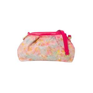 Painted Petite Pleated Leather Convertible Clutch
