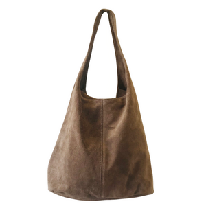 Suede Boho Zip-Top Shoulder Bag