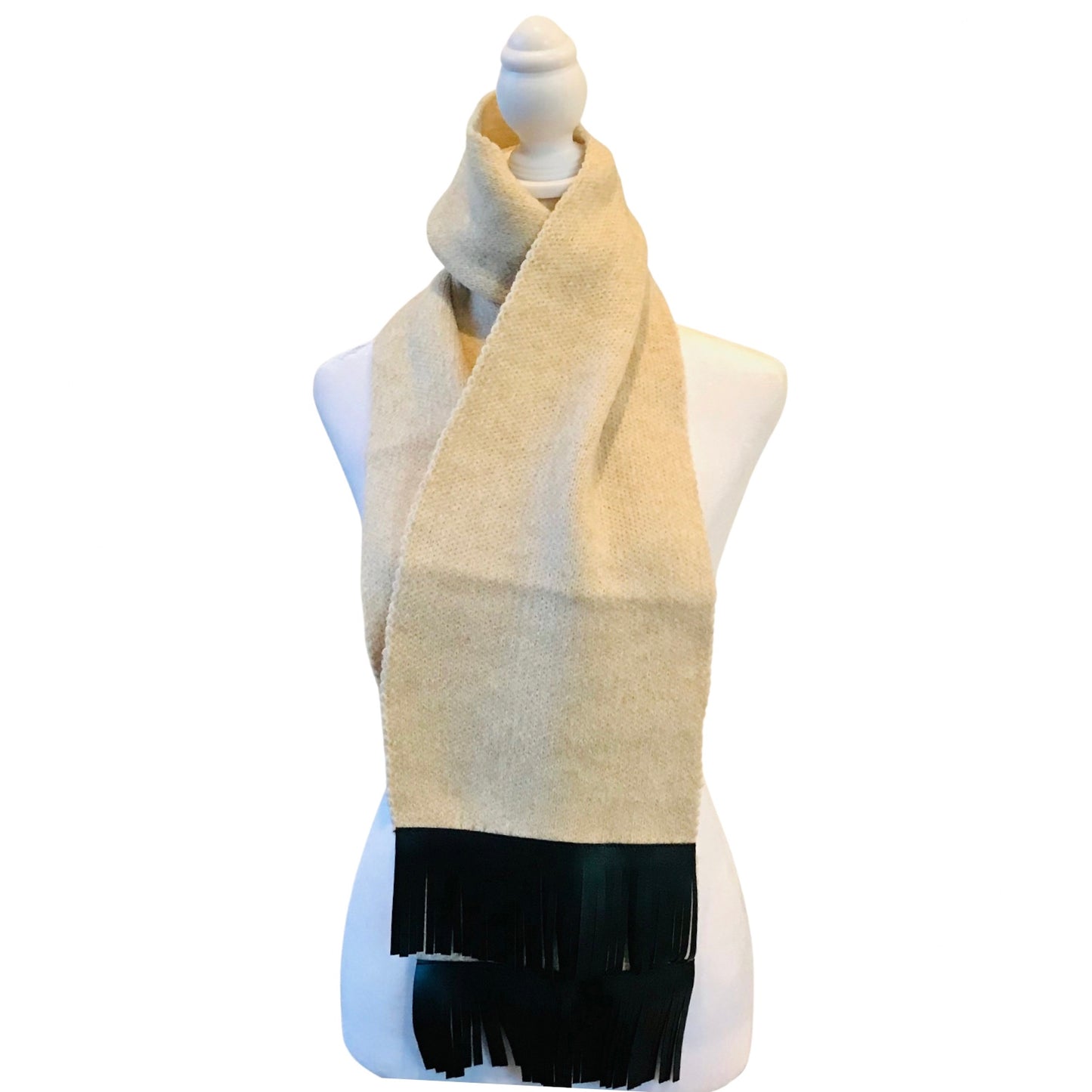 Wooly Leather Fringe Scarf