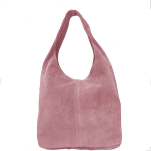 Suede Boho Zip-Top Shoulder Bag