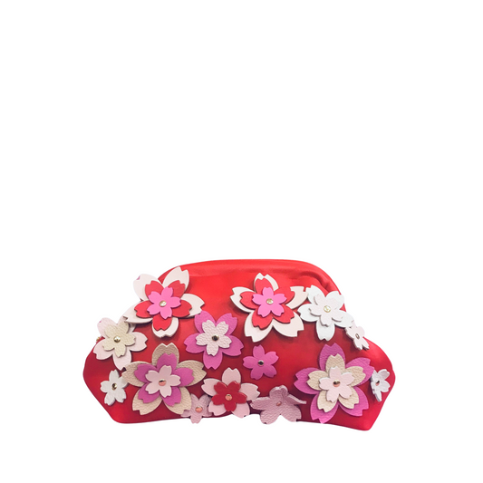 Leather Cherry Blossom Clutch