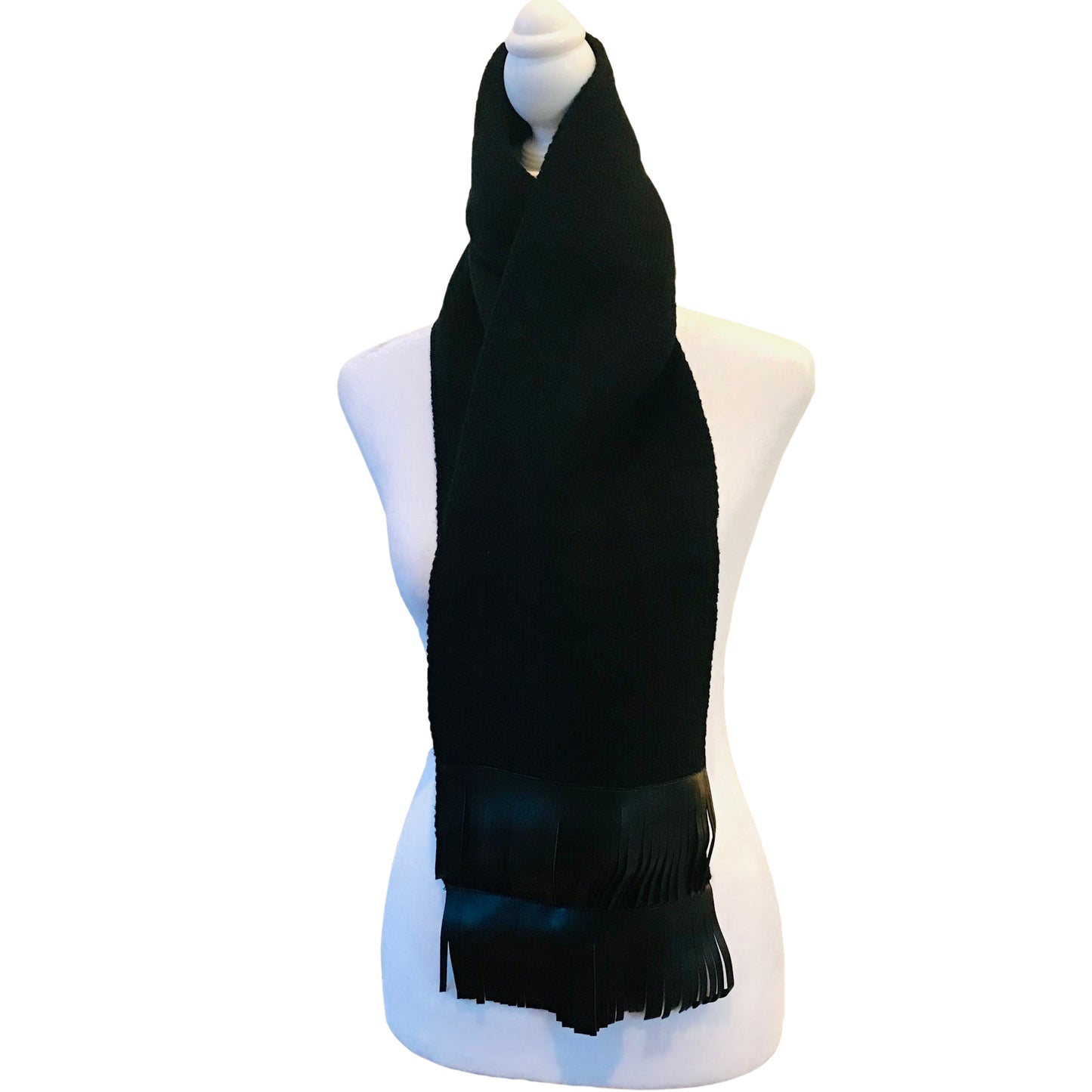 Wooly Leather Fringe Scarf
