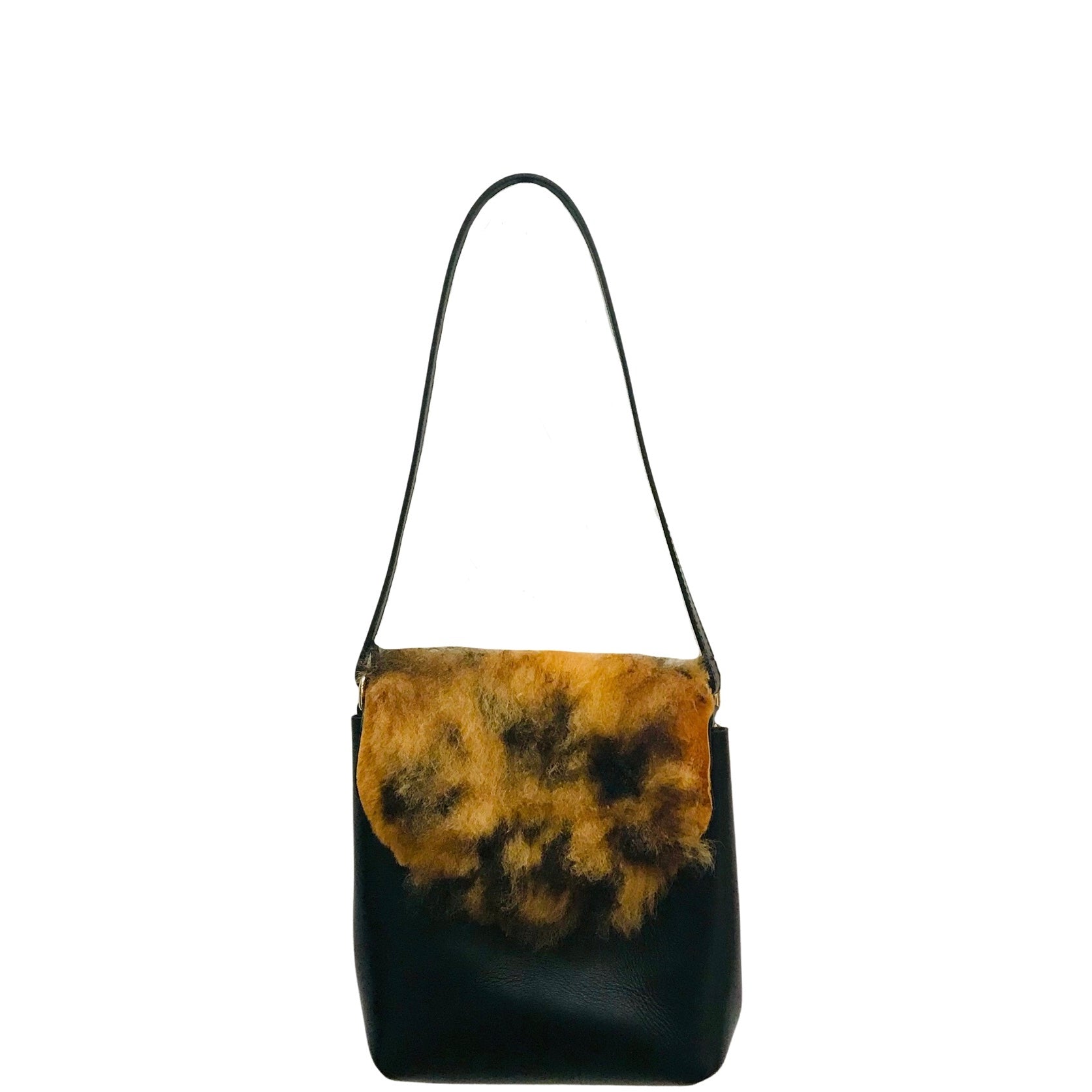 Viv Leather and Shearling Shoulder Bag