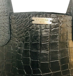 Ru Croc Embossed Shoulder Bag